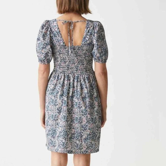 Michael Stars Jude Floral Smocked A Line Mini Dress Blue Pink Small NWT Spring - Picture 5 of 9